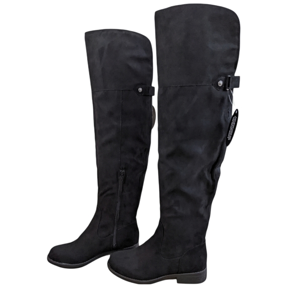 Sun and Stone Women's Over the Knee Allicce Black Microsuede Boots Size 5 - Picture 5 of 13